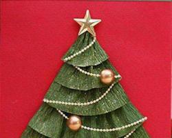 Kartu Tahun Baru DIY sederhana dengan pohon Natal untuk anak-anak Kartu Tahun Baru DIY langkah demi langkah