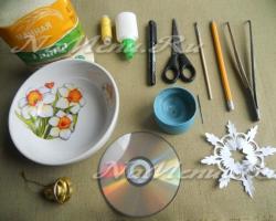 Crafts from CDs for the New Year: making decorations from old CDs Ball from CDs for children
